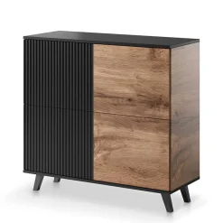 Garnero Arredamenti Madia 100x95h cm moderna soggiorno design industrial rovere nero Nandina New