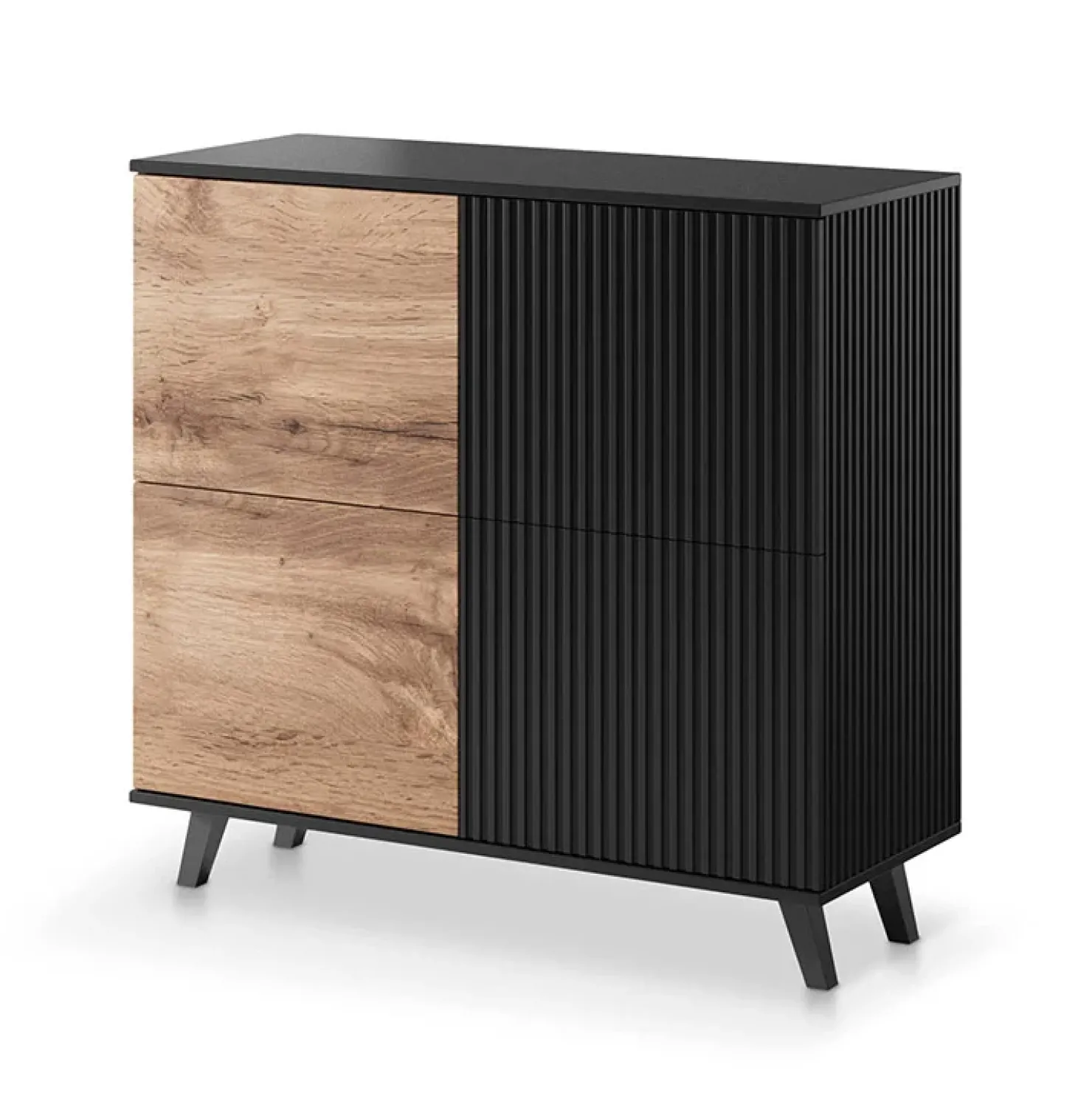 Garnero Arredamenti Madia 100x95h cm moderna soggiorno design industrial rovere nero Nandina New