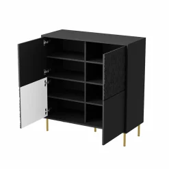 Garnero Arredamenti Madia 100x105h cm moderna soggiorno nero oro Osaka