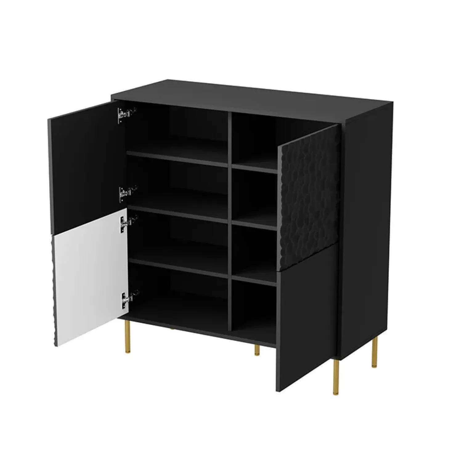 Garnero Arredamenti Madia 100x105h cm moderna soggiorno nero oro Osaka