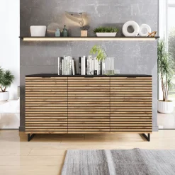 Garnero Arredamenti Madia 150x76h cm rustica design cannettato rovere nero List Discount