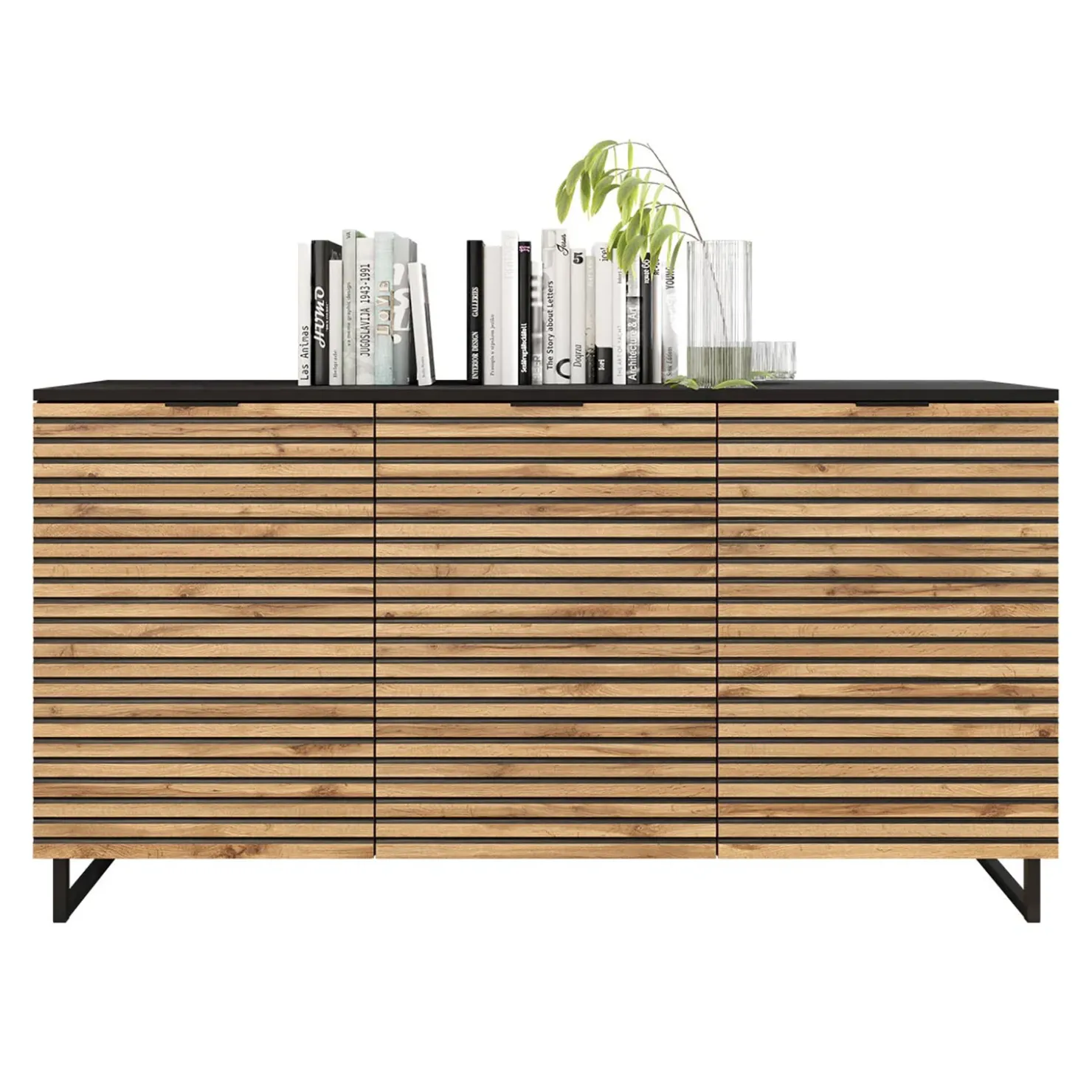 Garnero Arredamenti Madia 150x76h cm rustica design cannettato rovere nero List Discount