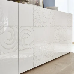 Garnero Arredamenti Madia 241x84h cm soggiorno con serigrafia Paradise Bianco Lucido