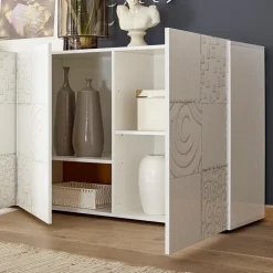 Garnero Arredamenti Madia 241x84h cm soggiorno con serigrafia Paradise Bianco Lucido