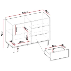 Garnero Arredamenti Madia104x76h cm moderna design cannettato nero Flippo Clearance