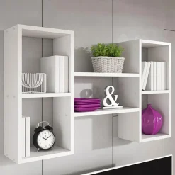 Garnero Arredamenti Mensola 102x60h cm 5 vani pensile da parete moderna bianco Felicita Bianco Opaco Discount