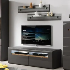 Garnero Arredamenti Mensola 120x22h cm da parete antracite lucido acciaio cromato Gordon