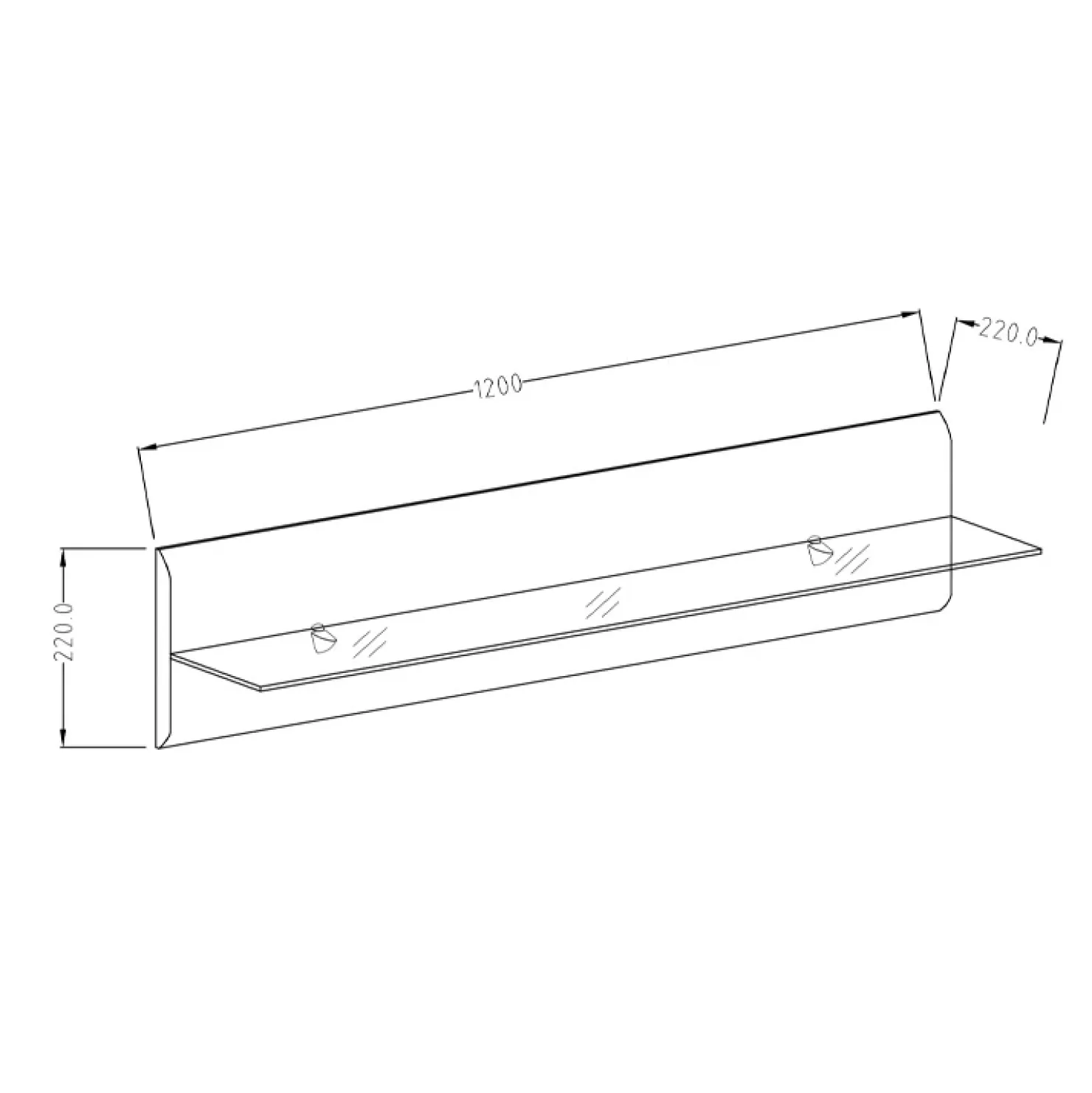Garnero Arredamenti Mensola 120x22h cm da parete antracite lucido acciaio cromato Gordon