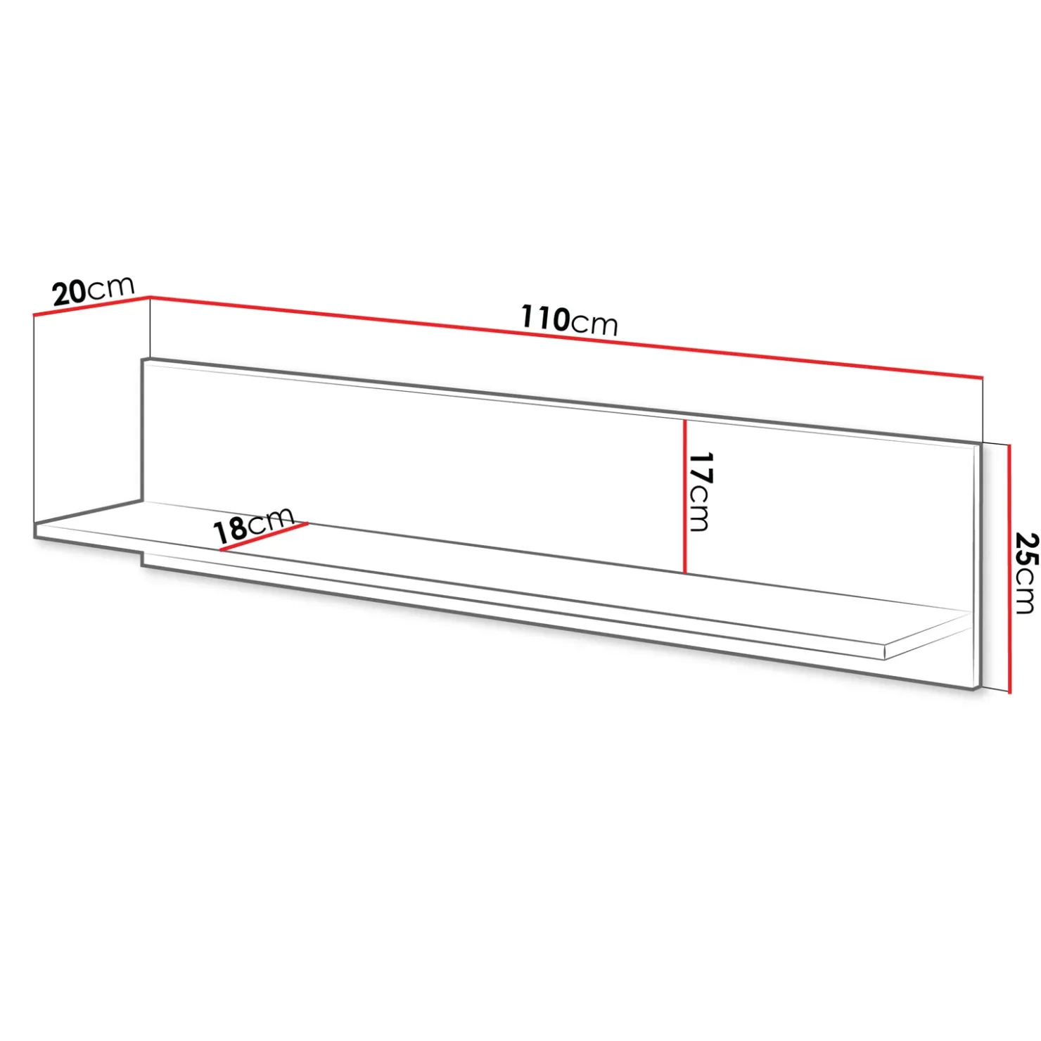 Garnero Arredamenti Mensola 110x25h cm da parete rovere nero Duble New