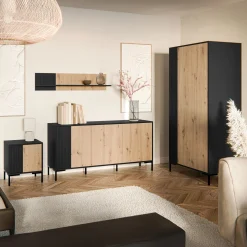 Garnero Arredamenti Mensola 110x25h cm da parete rovere nero Duble New