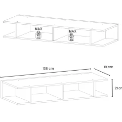 Garnero Arredamenti Mensola 138x19h cm da parete vani a vista rovere scuro Sunset Noce Outlet