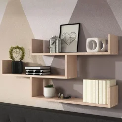 Garnero Arredamenti Mensola 119x55h cm pensile a muro 3 ripiani chiaro Concetta Rovere