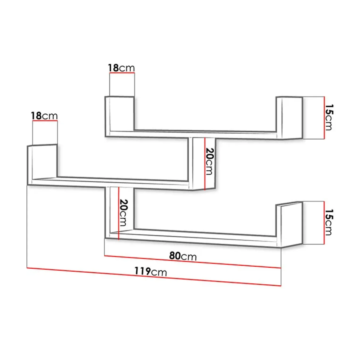Garnero Arredamenti Mensola 119x55h cm pensile a muro 3 ripiani chiaro Concetta Rovere