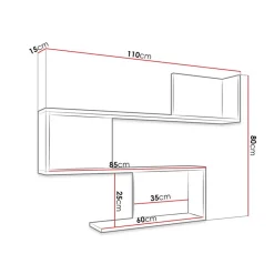 Garnero Arredamenti Mensola 110x80h cm pensile a muro design moderno bianco Carlina Discount