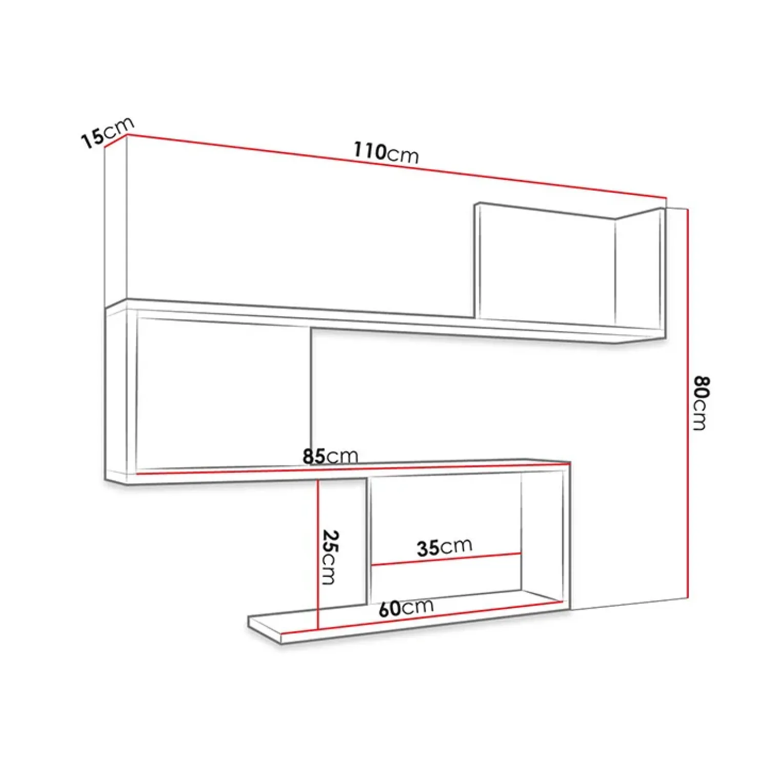 Garnero Arredamenti Mensola 110x80h cm pensile a muro design moderno bianco Carlina Discount