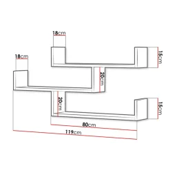 Garnero Arredamenti Mensola 119x55h cm pensile a muro 3 ripiani bianco Concetta Bianco Opaco Best