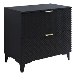 Garnero Arredamenti Mobile bagno a terra 81cm 2 cassetti nero frontali decorati Konny Nero Lucido - Nero opaco Outlet