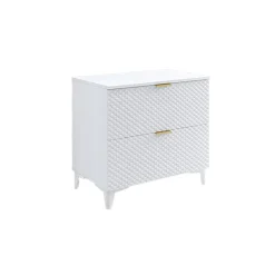 Garnero Arredamenti Mobile bagno a terra 81cm 2 cassetti bianco frontali decorati Konny Bianco Lucido - Bianco opaco New