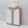 Garnero Arredamenti Mobile bagno a terra 61cm 2 ante bianco lucido rovere Crystal New