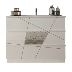 Garnero Arredamenti Mobile bagno a terra 100cm con lavabo 3 cassetti bianco lucido specchi Olimpo Outlet