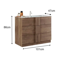 Garnero Arredamenti Mobile bagno a terra 100cm con lavabo e specchio rovere Alvarez Sale