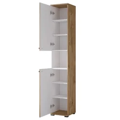 Garnero Arredamenti Mobile bagno a terra 61cm con specchio e colonne bianco lucido rovere Crystal Discount