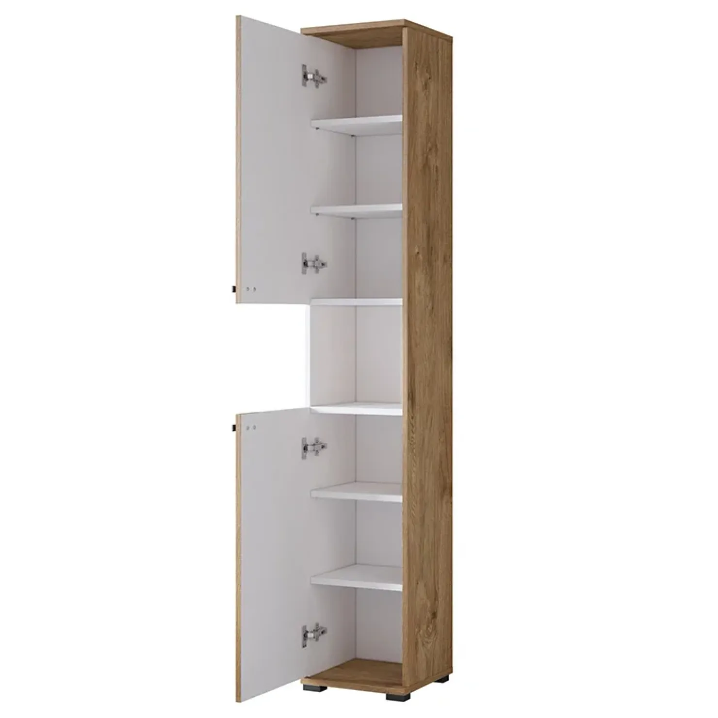 Garnero Arredamenti Mobile bagno a terra 61cm con specchio e colonne bianco lucido rovere Crystal Discount