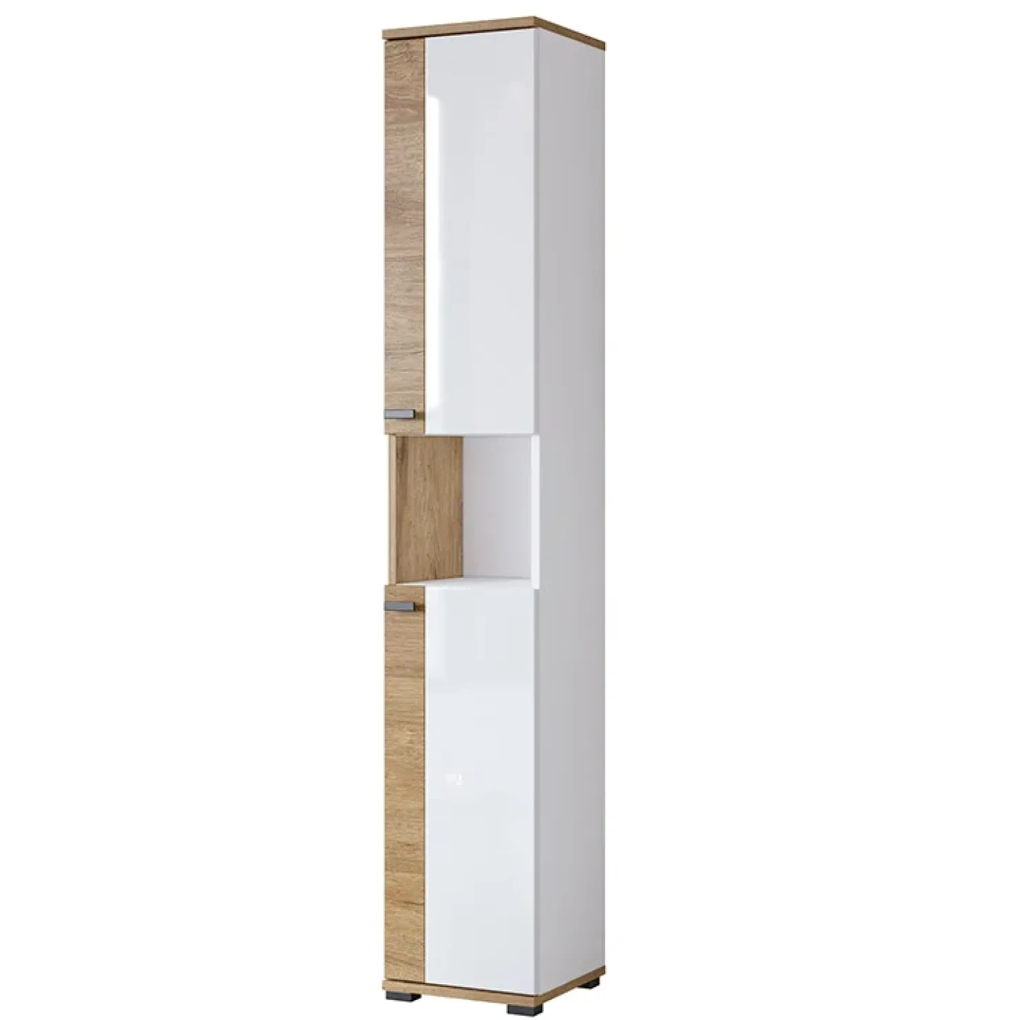 Garnero Arredamenti Mobile bagno a terra 61cm con specchio e colonne bianco lucido rovere Crystal Discount