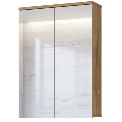 Garnero Arredamenti Mobile bagno a terra 61cm con specchio e colonne bianco lucido rovere Crystal Discount