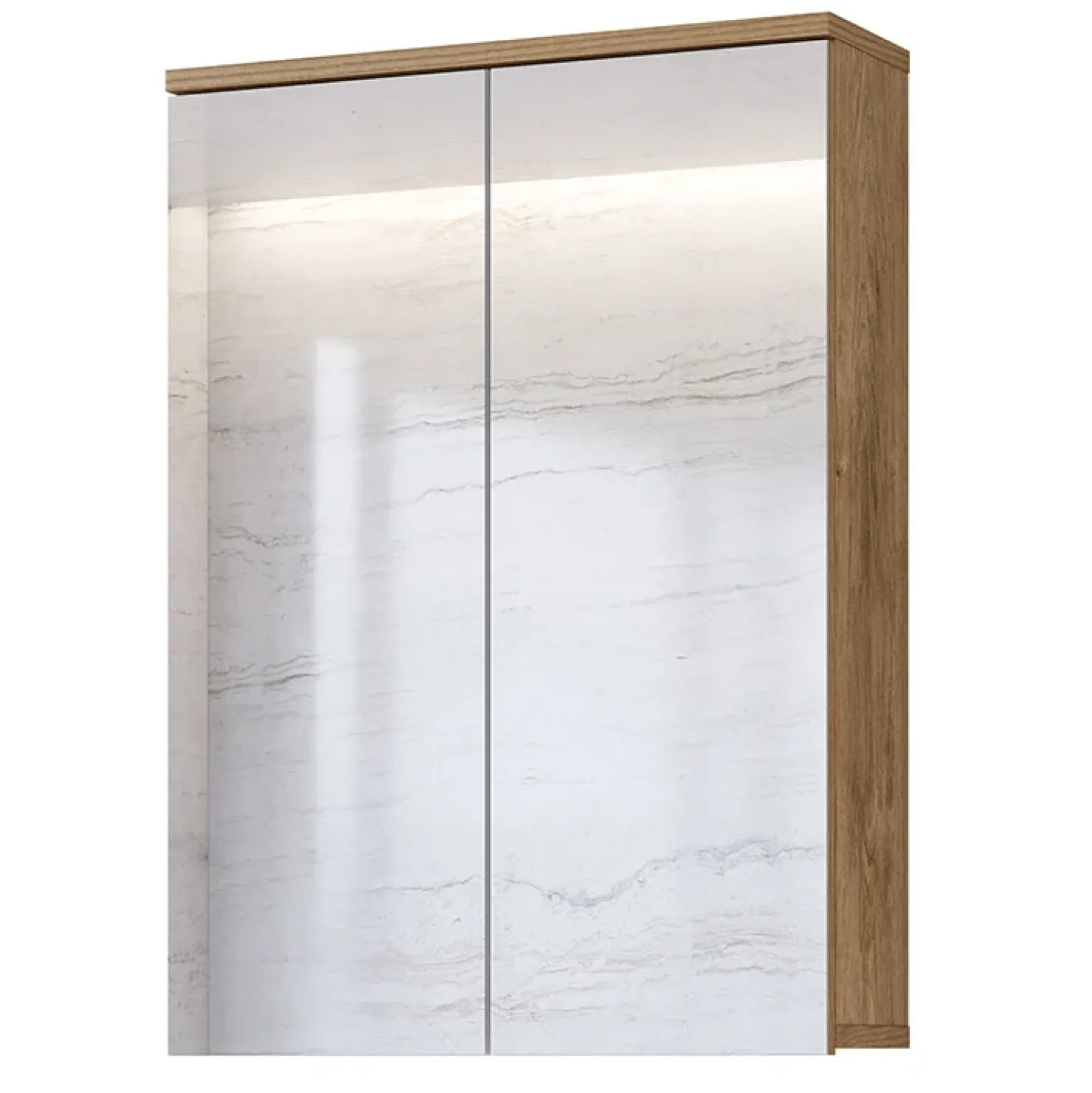 Garnero Arredamenti Mobile bagno a terra 61cm con specchio e colonne bianco lucido rovere Crystal Discount