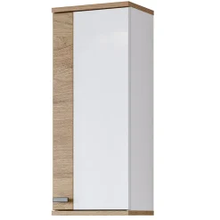 Garnero Arredamenti Mobile bagno a terra 61cm con specchio e colonne bianco lucido rovere Crystal Discount