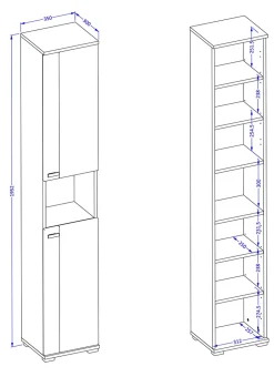Garnero Arredamenti Mobile bagno a terra 61cm con specchio e colonne bianco lucido rovere Crystal Discount