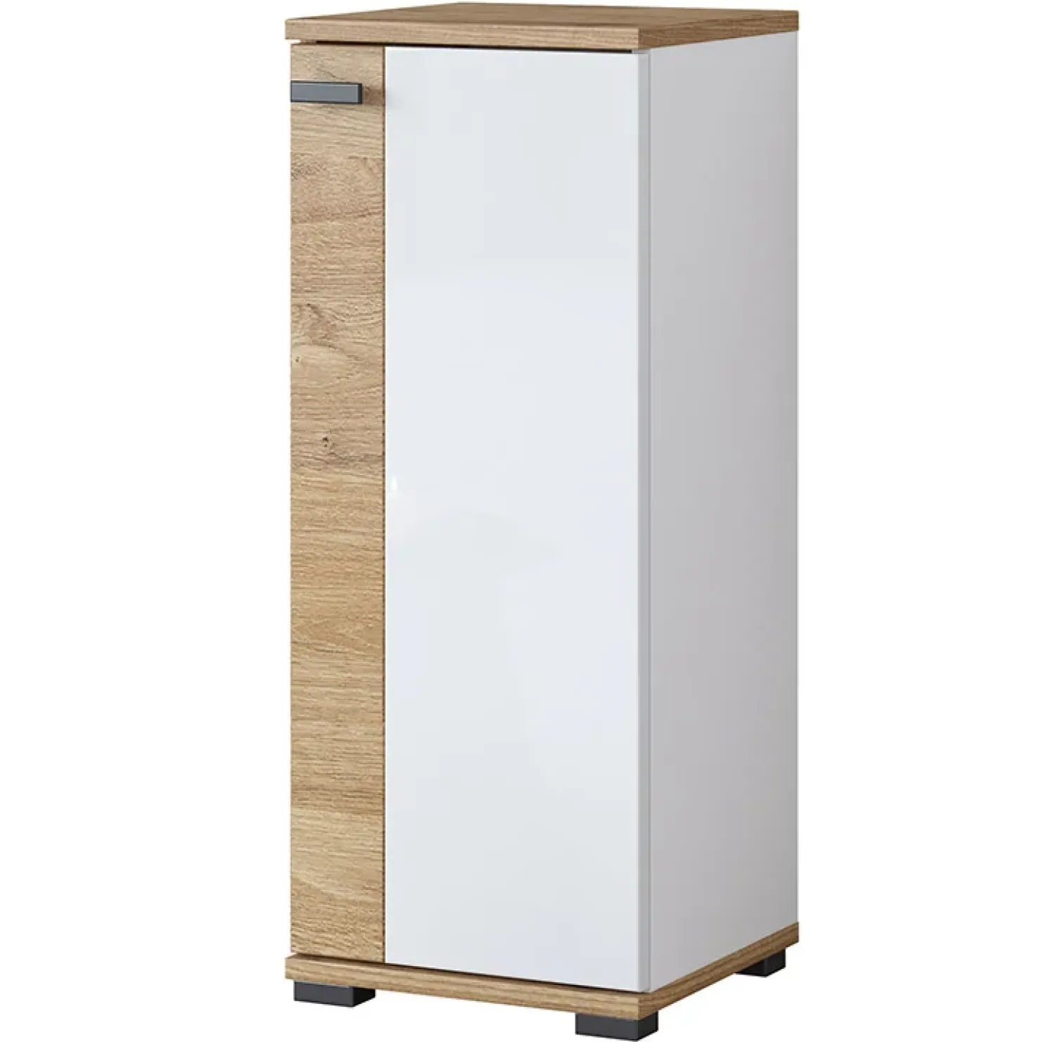 Garnero Arredamenti Mobile bagno a terra 61cm con specchio e colonne bianco lucido rovere Crystal Discount