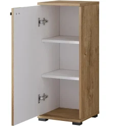 Garnero Arredamenti Mobile bagno a terra 61cm con specchio e colonne bianco lucido rovere Crystal Discount