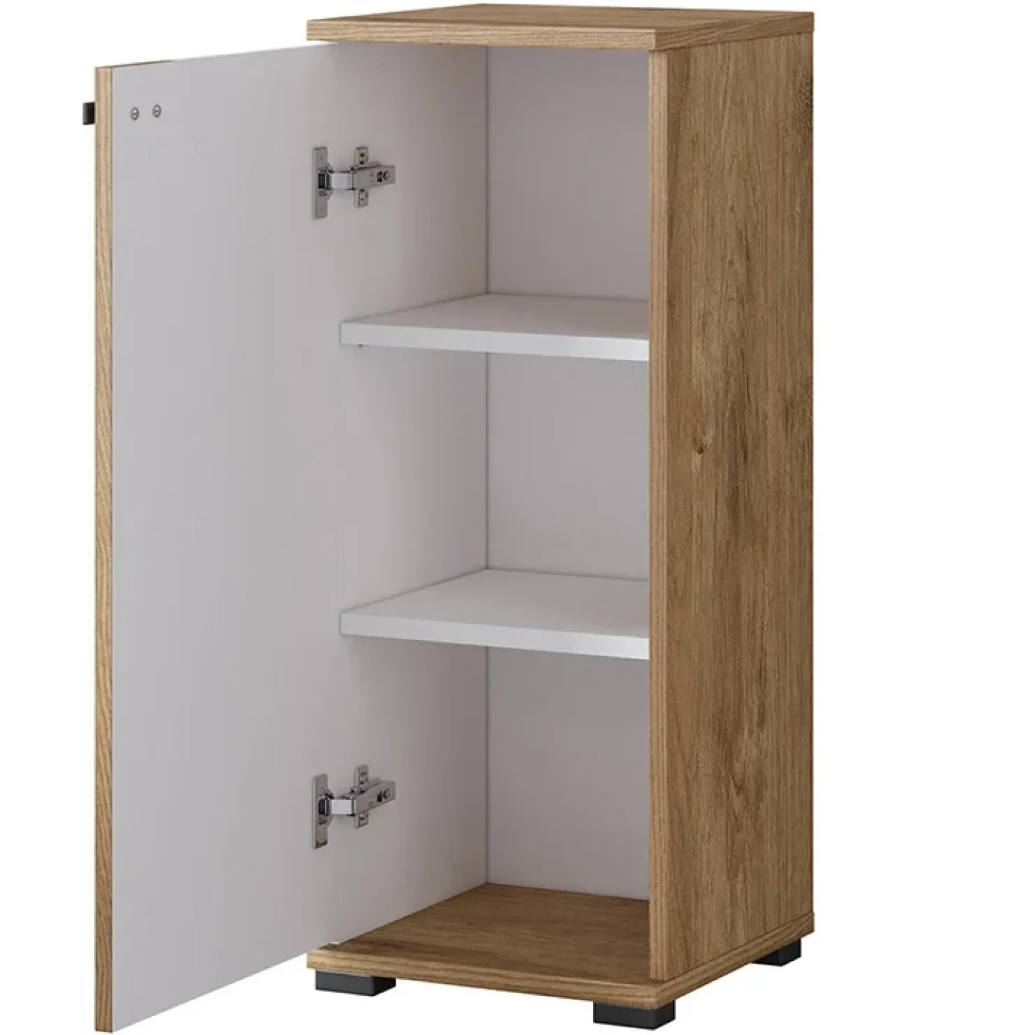 Garnero Arredamenti Mobile bagno a terra 61cm con specchio e colonne bianco lucido rovere Crystal Discount