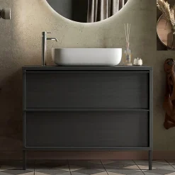 Garnero Arredamenti Mobile bagno a terra 105cm con lavabo 2 cassetti nero frassinato Absolut Best