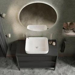 Garnero Arredamenti Mobile bagno a terra 105cm con lavabo 2 cassetti nero frassinato Absolut Best