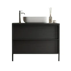 Garnero Arredamenti Mobile bagno a terra 105cm con lavabo 2 cassetti nero frassinato Absolut Best