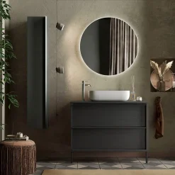 Garnero Arredamenti Mobile bagno a terra 105cm con lavabo 2 cassetti nero frassinato Absolut Best