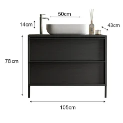 Garnero Arredamenti Mobile bagno a terra 105cm con lavabo 2 cassetti nero frassinato Absolut Best
