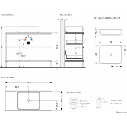 Garnero Arredamenti Mobile bagno a terra 105cm con lavabo 2 cassetti nero frassinato Absolut Best