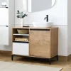Garnero Arredamenti Mobile bagno a terra 100cm con lavabo 1 anta 1 cassetto rovere bianco Jasmund Online