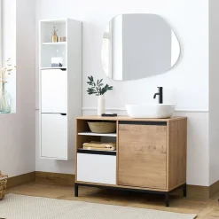 Garnero Arredamenti Mobile bagno a terra 100cm con lavabo 1 anta 1 cassetto rovere bianco Jasmund Online