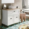 Garnero Arredamenti Mobile bagno a terra 82cm con lavabo 2 ante bianco rovere Ilias Best