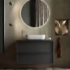 Garnero Arredamenti Mobile bagno a terra 92cm con lavabo e specchio nero frassinato Absolut Discount