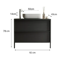 Garnero Arredamenti Mobile bagno a terra 92cm con lavabo e specchio nero frassinato Absolut Discount