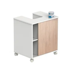 Garnero Arredamenti Mobile bagno a terra 64cm con ruote 1 anta rovere bianco Irma Hot