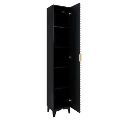 Garnero Arredamenti Mobile bagno a terra 61cm con colonna nero frontali decorati Konny Nero Lucido - Nero opaco Best