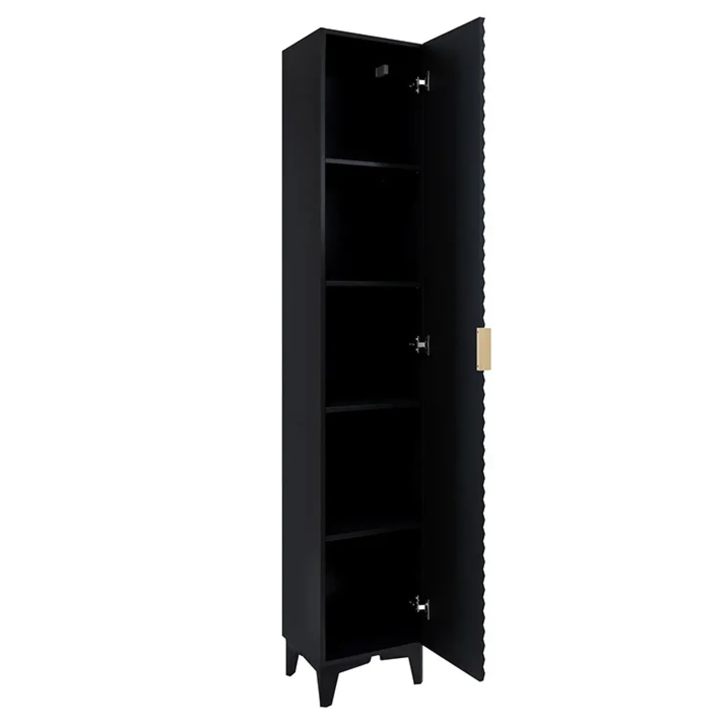 Garnero Arredamenti Mobile bagno a terra 61cm con colonna nero frontali decorati Konny Nero Lucido - Nero opaco Best