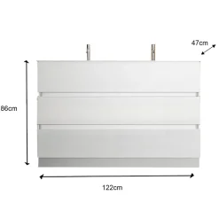 Garnero Arredamenti Mobile bagno a terra 120cm con doppio lavabo e specchio bianco lucido Moon Sale